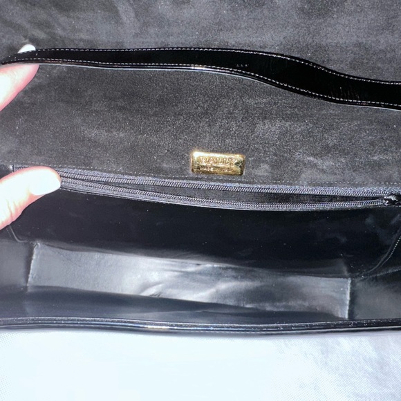 Bally Black Patent Leather Envelope 2-Way Shoulder & Clutch • Art Deco •Vintage - Picture 6 of 14